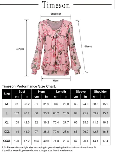Vista 7 de Timeson Blusa para mujer, plisada al frente, de manga larga con cuello redondo