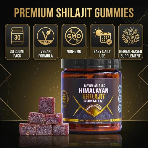 Vista 2 de Gomitas orgánicas Shilajit Sin azúcar de caña, endulzadas con miel orgánica Ácido fúlvico natural y húmico Veganas, probadas en laboratorio