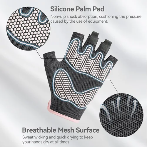 Vista 2 de Guantes de entrenamiento para hombres y mujeres, guantes de levantamiento de pesas antideslizantes con absorción de golpes, guantes de gimnasio