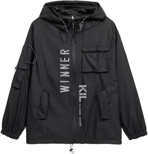 Vista 3 de Aelfric Eden Streetwear Chaqueta cortavientos Streetwear Multi Bolsillos Patchwork Hip Hop Cyberpunk Techwear Harajuku Abrigo