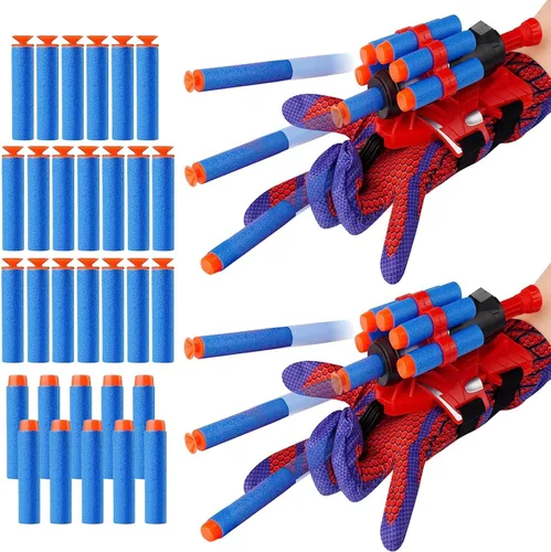 Vista 7 de 2 paquetes de lanzadores de telaraña de araña para niños, guante de lanzador de plástico con juego de muñeca, lanzador de telaraña para decoraciones