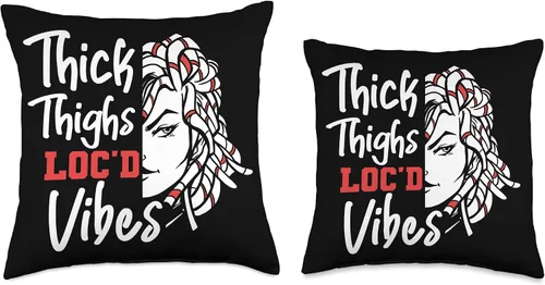 Vista 3 de Locs Afro Dreadlocks Love Natural Beauty Hair Locd Thick Thighs Loc'd Vibes Afro Hair - Almohada africana americana, 16 x 16 pulgadas, multicolor