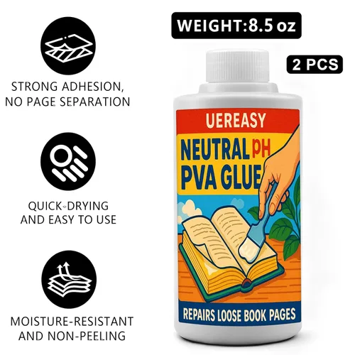 Vista 2 de PVA Glue - Pegamento para libros de pH neutro, 8.8 onzas, paquete