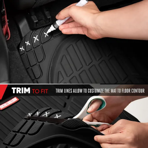 Vista 6 de Motor Trend Premium FlexTough Alfombrillas de piso traseras de goma Deep Dish, Alfombrillas de piso de ajuste universal para todo tipo de clima