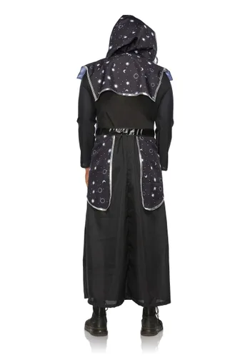 Vista 2 de Disfraz de Mago Oscuro Negro y Plateado para Hombre Multicolor