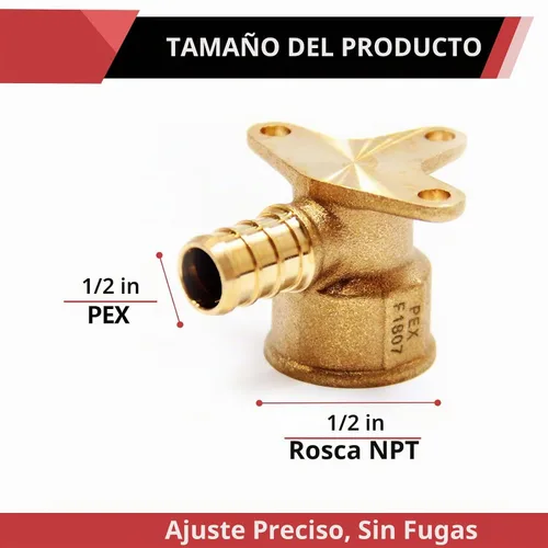 Vista 2 de Paquete de 2 codos de oreja NPT hembra EFIELD Pex de 1/2 pulgada x 1/2 pulgadas, accesorio de latón para transición de Pex a roscado (PEX1807154)