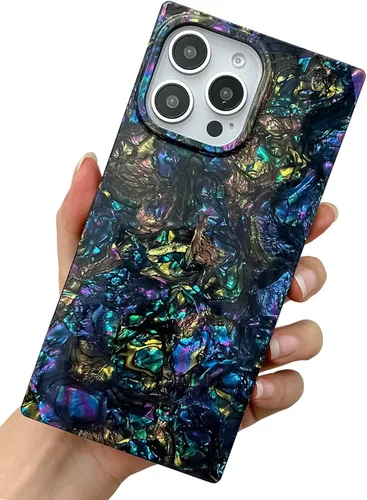 Vista 65 de Elegante Funda con Concha de Madre Perla para Niña Compatible con iPhone 14 de 6.1 Pulgadas, Funda Rectángulo con Borde, Elegante y delgada