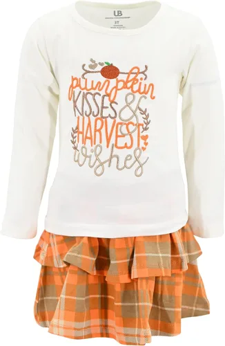 Vista 12 de Unique Baby Girls 2pc Skirt Set Outfit Long Sleeve Top with Skirt
