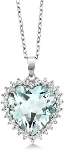 Vista 7 de Gem Stone King Collar de corazón de plata de ley 925 Collar con colgante de halo de amor para mujer 1/2 pulgada con cadena de plata