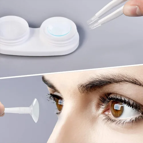 Vista 5 de Lasiyanor Kit de viaje para lentes de contacto con arandela limpiadora, caja de contacto portátil con pinzas de espejo, herramienta de eliminación