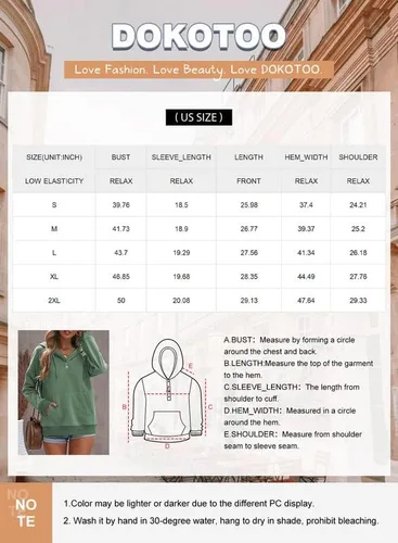 Vista 5 de Dokotoo - Sudaderas con capucha para mujer, con cuello de botón y cordón de ajuste, sudaderas casuales de manga larga