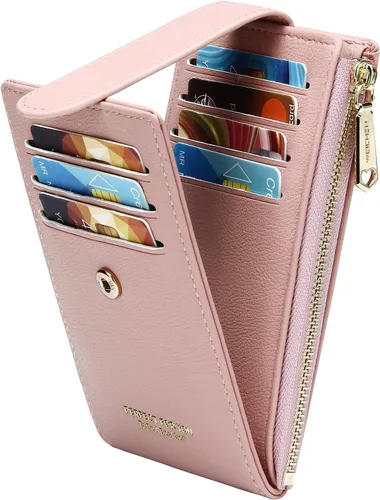 Vista 11 de Badiya Tarjetero para mujeres con RFID, carteras delgadas, plegables, tarjetero multifuncional, monedero