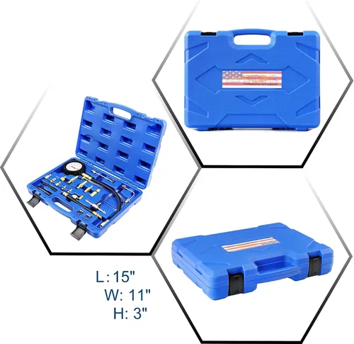 Vista 7 de JIFETOR Kit de medidor de presión de bomba de inyección de combustible, kit de manómetro de prueba de inyector de gasolina de gasolina, combustible