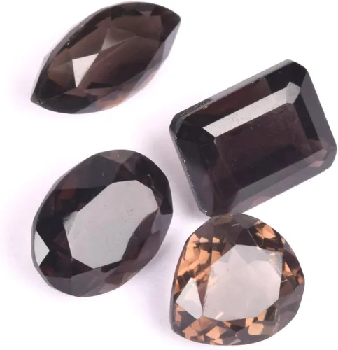 Vista 2 de GEMHUB Topacio ahumado brasileño facetado, 200 unidades, tamaño colgante, corte mixto, juego de 4 cuentas sueltas de piedras preciosas, Gema