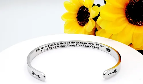 Vista 291 de Pulseras inspiradoras para mujer, joyería de acero inoxidable, con refranes, pulsera motivacional con mensaje oculto, pulseras grabadas para mejor