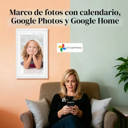 Vista 5 de Pantalla inteligente de 15.6" con Google Calendar, Google Play, sin suscripción, color blanco Madera blanca de 15.6 pulgadas