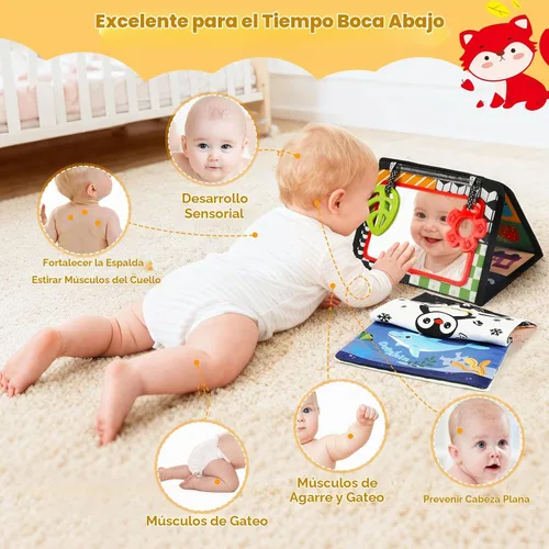 Vista 2 de BBWOO Tummy Time Mirror Toys, High Contrast Baby Toys for Newborn