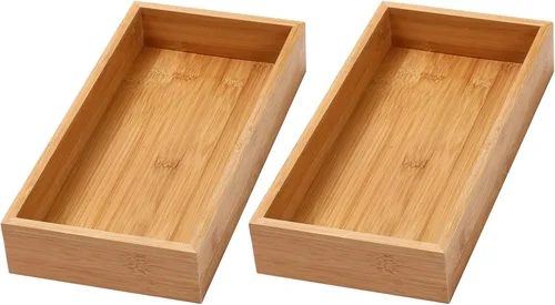 Vista 13 de YBM Home Caja de almacenamiento organizadora de cajones de cocina hecha de bambú, 3x3x2 pulgadas 320