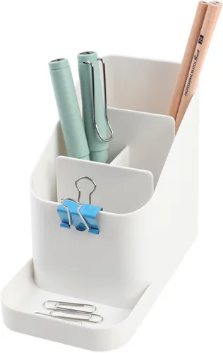 Vista 13 de BLUE GINKGO Bandeja de escritorio – Organizador fabricado en Corea para notas, bolígrafos, lápices y accesorios (doble cara, beige)