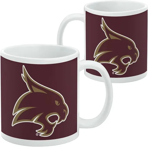 Vista 2 de Taza de café de cerámica con logotipo de la Universidad Estatal de Texas, tazas de regalo novedosas para café, té y bebidas calientes, 11 onzas