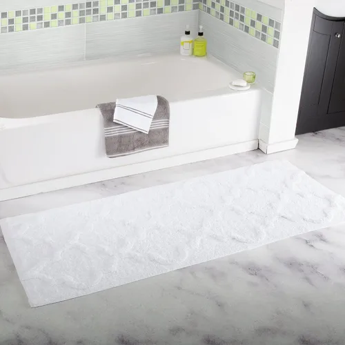 Vista 10 de Bedford Home Tapete de baño con enrejado 100% algodón, 24 x 60 pulgadas, color hueso