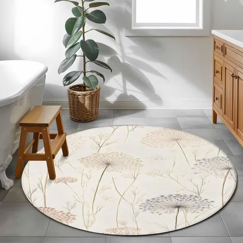Vista 4 de Area Rug, Dandelion Retro Leaves Non-Skid Rubber Backing Large Rectangle Rugs - Living Room Bedroom Home Office, Farmhouse Botanical Watercolor