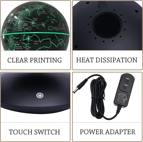 Vista 5 de Globo de levitación magnético con luz LED, globos flotantes, bola de constelación, luz nocturna, tecnología fresca, regalo educativo para niños