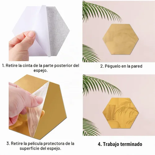 Vista 3 de RW-103 - 36 calcomanías acrílicas para espejo hexagonal, bricolaje, removibles, geométricos 3D, decoración de pared para dormitorio, sala de estar