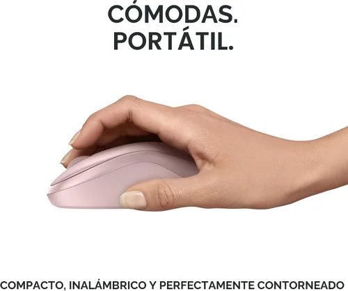 Vista 5 de Logitech M240 - Ratón inalámbrico compacto y silencioso con Bluetooth, color rosa Bluetooth connectivity, no USB receiver, quiet clicks, 3