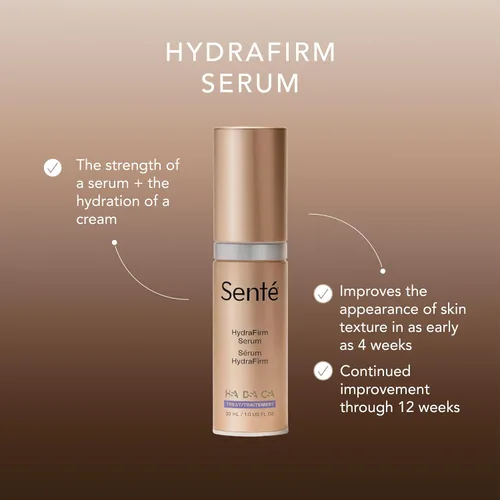 Vista 2 de Senté HydraFirm Serum Apoya la producción de colágeno y elastina Restaura la firmeza y rellena la piel Formulado con HSA y péptidos patentados