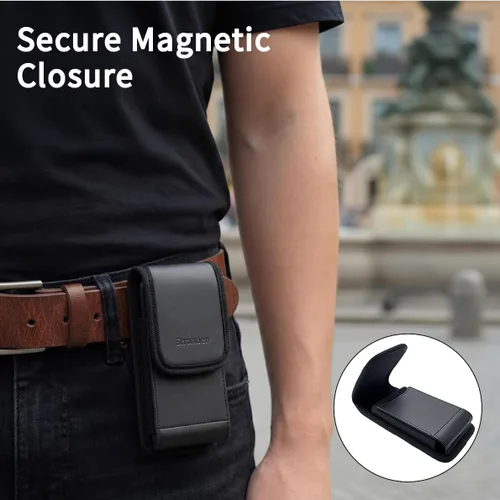 Vista 3 de Stronden Funda de cierre magnético para iPhone 13 Mini, 12 Mini (5.4 pulgadas), iPhone SE (2022,2020) Funda de cuero con clip para cinturón, bolsa