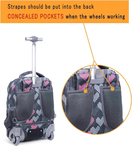Vista 2 de Tilami Kids mochila con ruedas 18 pulgadas Mochila para laptop para niños y niñas