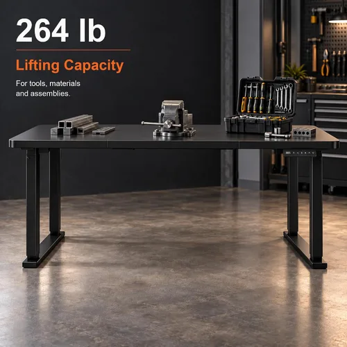 Vista 8 de 63" Dual-Motor Electric Height Adjustable Workbench Negro