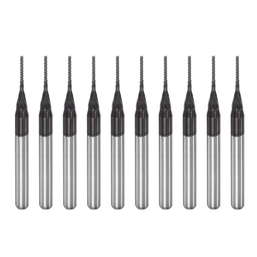 Vista 7 de uxcell Fresas de fresado CNC, 0.024 in x 0.217 in, vástago de diamante de 1/8 pulgadas con recubrimiento de película de carburo de grabado de broca