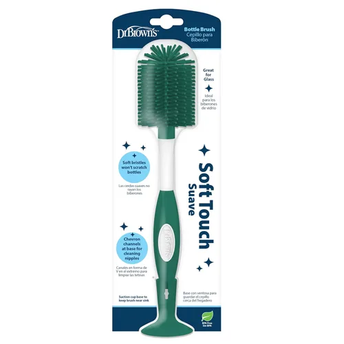 Vista 17 de Dr. Brown's Cepillo de limpieza de biberones suave sin rayones para bebé, limpiador de tetinas y base con ventosa para fácil almacenamiento, libre