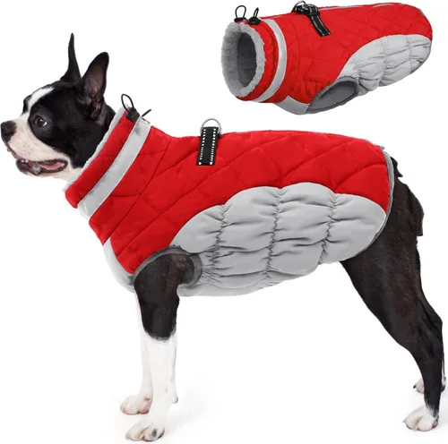 Vista 36 de AOFITEE Abrigo para perro, chaquetas cálidas para perros pequeños, abrigo de invierno para perros con arnés integrado, chaqueta de invierno
