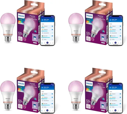 Vista 14 de Philips Smart Lighting - Bombillas conectadas, paquete de 2, color A19 60W 800LM E26 luces LED para interiores, bombillas inteligentes con detección