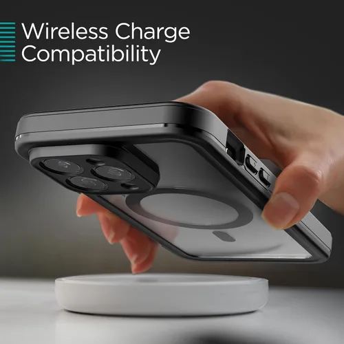 Vista 6 de Encased Titan - Funda impermeable para iPhone 15 Pro con clip para cinturón (compatible con MagSafe), funda protectora de cuerpo completo con funda