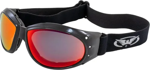 Vista 3 de Global Vision Eliminator - Gafas acolchadas para motociclismo, 2 pares, lentes negras con espejo verde y rojo