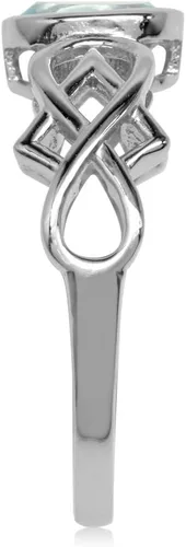 Vista 3 de Silvershake Joyas con forma ovalada de plata de ley 925 chapada en oro blanco con filigrana y nudo infinito para mujer