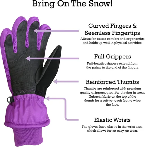 Vista 3 de N'Ice Caps - Guantes de invierno cálidos impermeables para niños con tecnología Thinsulate