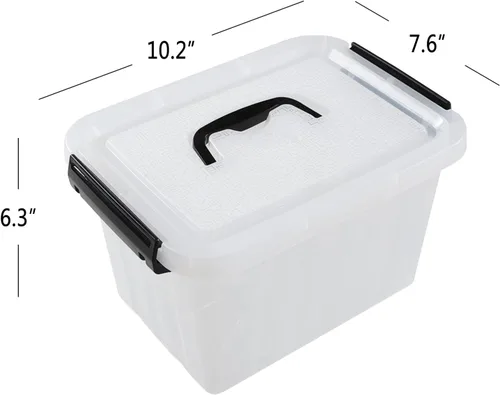 Vista 3 de Caja de almacenamiento Plastci de 6 cuartos de galón, contenedores de almacenamiento transparentes, juego de 4