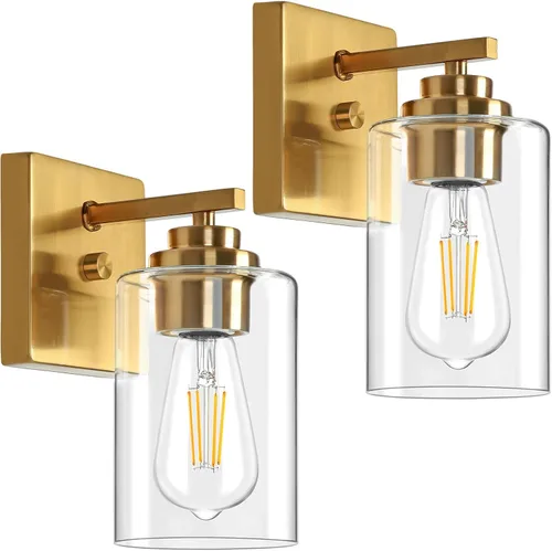 Vista 12 de VerRon Juego de 2 apliques de pared para baño, lámparas modernas de tocador, faroles de montaje de bronce cepillado al óleo, luces de pared