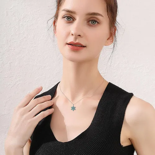 Vista 6 de URONE Star of David Necklace Sterling Silver Star of David Abalone ShellMoss Agate Pendant Necklace Jewish Star Jewelry Gifts for Women