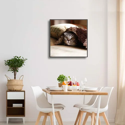 Vista 4 de Signford - Lienzo personalizado personalizado con fotos de tu mascota impresas digitalmente, 16.0 x 16.0 in, marco negro