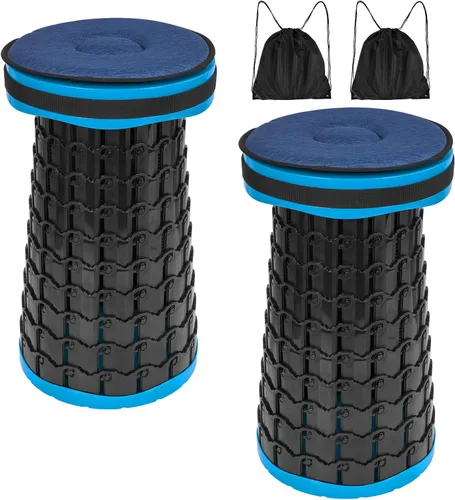 Vista 10 de Paquete de 2 taburetes plegables con cojines y bolsas de transporte, capacidad de carga de 1000 libras, taburete telescópico portátil resistente