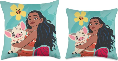 Vista 3 de Disney Princesa Moana and Pua - Almohada para manta (16.0 x 16.0 in), multicolor