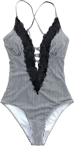 Vista 4 de Traje de baño, de Cupshe, para mujer, vintage, con encaje