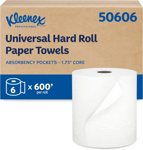 Vista 12 de Kleenex Toallas de Papel en Rollo Duro Profesionales, a Granel (54471), Enrollado Duro, Diseño Elevado, Bolsillos de Absorción Premium, Blanco