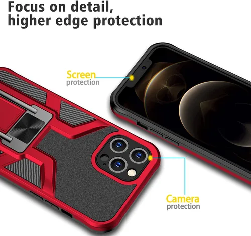 Vista 5 de Asuwish Compatible con iPhone 12 Pro Max 6.7, protector de pantalla de vidrio templado, soporte de anillo, soporte para teléfono iPhone 12promax 5G